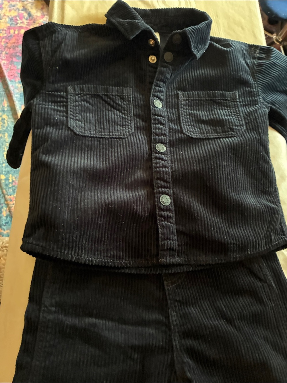 H&M Kids Navy Blue Corduroy Jacket and Pants Set
